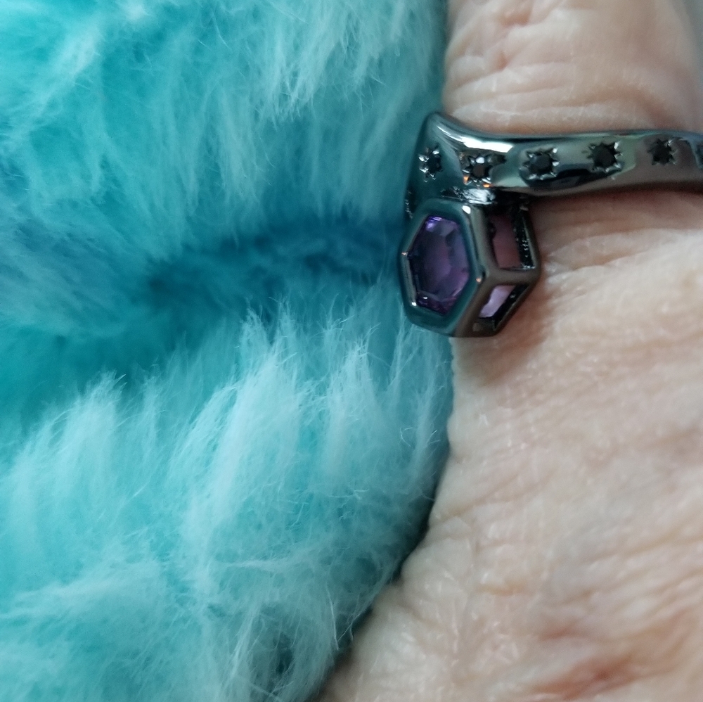 BLACK ONYX & AMETHYST RING - Picture 15 of 16